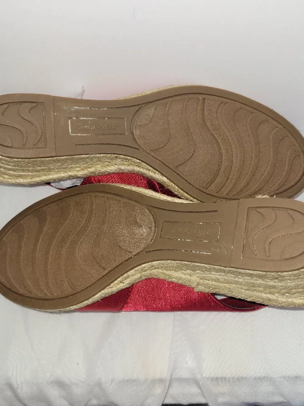 Elegant Bella Vita Red Silk Fabric Espadrille- Size 7M